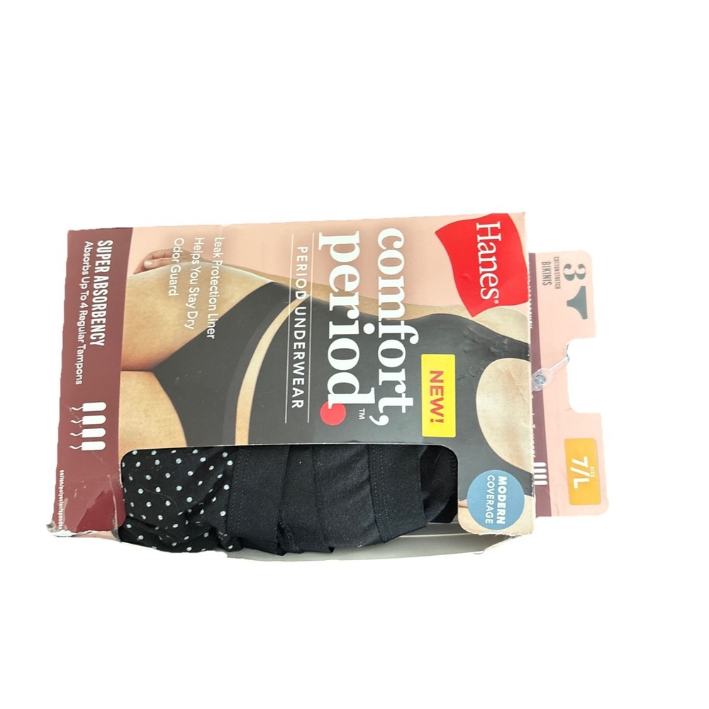 Hanes Womens Period Bikini Underwear Panties 3-Pack Super Leak Protection ~ XL - Picture 3 of 3